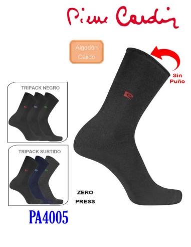 Pierre cardin pack de 3  calcetin unisex algodon calido sin puño PA4005