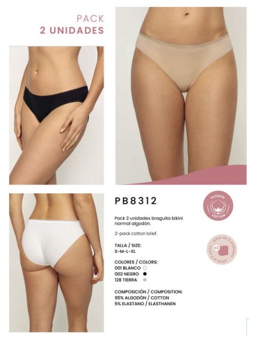 Promise pack 2 udes. braguita bikini algodón PB8312