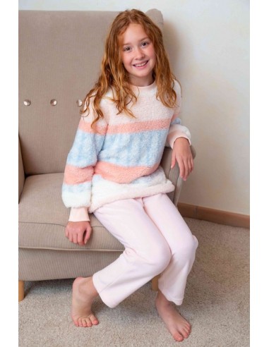 Muslher pijama  niña sherpa cenefa pant. rosa 234618