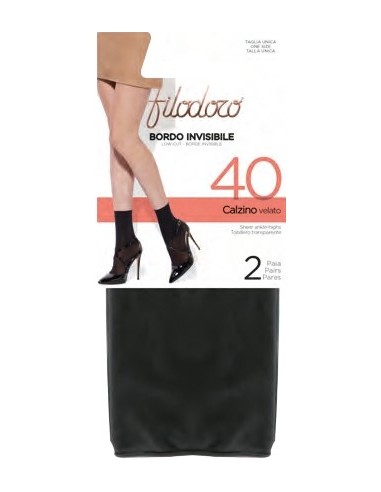 Filodoro pack de 2 tobilleros mujer sin puño y puntera invisible 40DEN F115542FI CALZINO S.VELAT 40