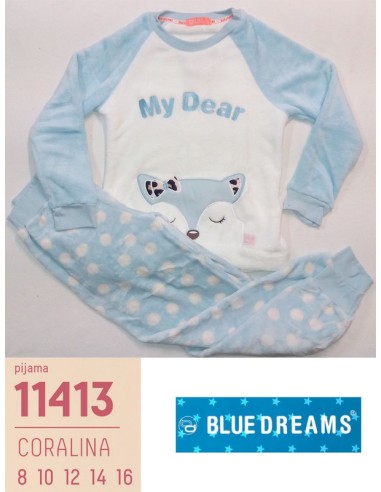 Bluedreams pijama de niña coralina bordado my dear 11413