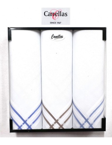 Canellas caja 3 pañuelos algodon fondo blanco 41x41 cm. 1055B