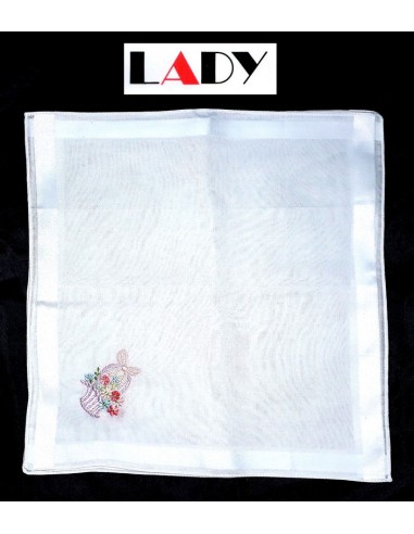 Lady pañuelo mujer 100% algodon con aplique bordado  28x28 cm. 10B