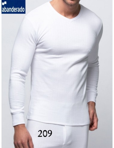 Abanderado camiseta hombre canale  manga larga algodon termico  cuello pico 209