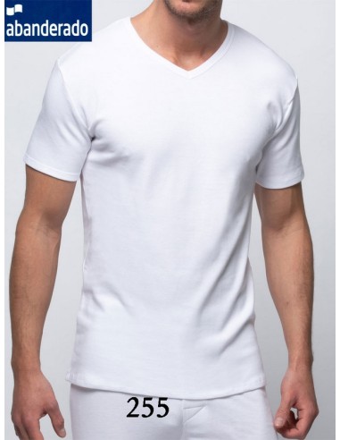 Abanderado camiseta hombre manga corta algodon termico liso cuello pico 255
