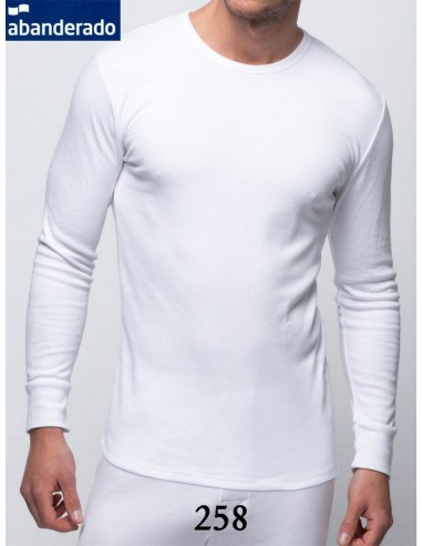 Abanderado camiseta hombre manga larga algodon termico liso cuello redondo 258