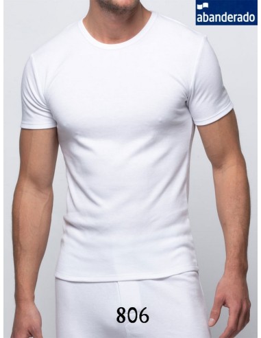 Abanderado camiseta hombre manga corta fibra termal afelpada invierno cuello redondo 806