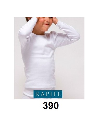 Rapife camiseta niño manga larga cuello redondo 100% algodon afelpado liso 390