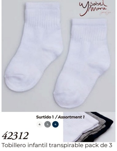 Ysabel mora pack 3 pares calcetines niños tobillero traspirable 42312