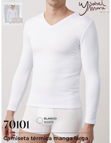 Ysabel mora camiseta caballero fibra termal manga larga cuello pico 70101