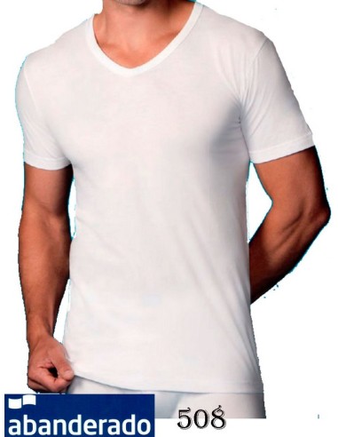 Abanderado camiseta caballero manga corta cuello pico 100% algodon 508