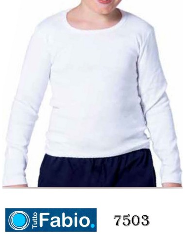 Fabio camiseta niño manga larga cuello redondo algodon liso sin afelpar. 7503