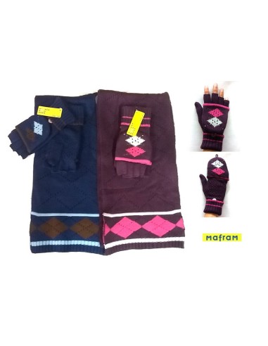 Mafram. conjunto mujer bufanda y guantes dedos desmontables 6113