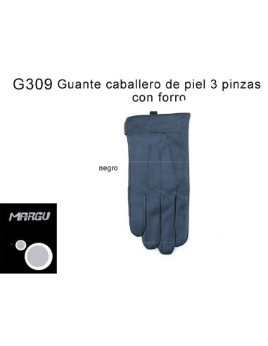 Margu guante hombre de piel 3 pinzas con forro  G309