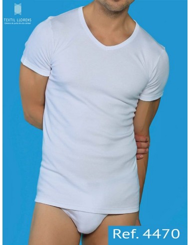 Textil llorens camiseta de hombre manga corta cuelo pico afelpada 4470