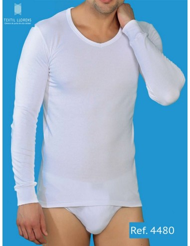 Textil llorens camiseta hombre manga larga cuello pico afelpada 4480