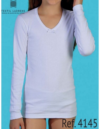 Textil llorens camiseta niña manga larga cuello redondo afelpada 4145