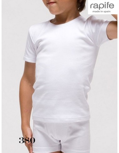 Rapife camiseta niño lisa manga corta cuello redondo algodon afelpado  380