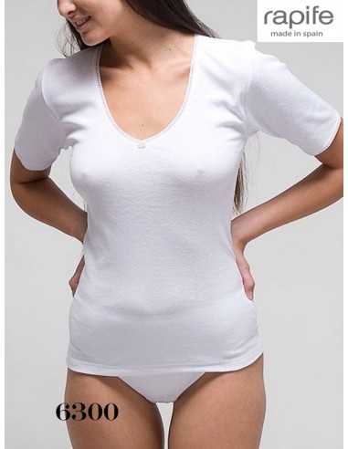 Rapife camiseta mujer afelpada manga corta cuello pico 6300