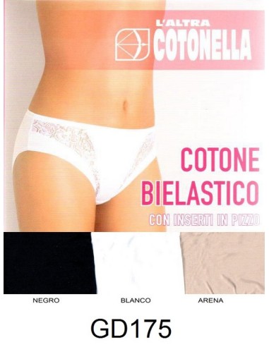 Cotonella-r pack de 2 braga mediana chica  con aplique blonda de licra. GD175