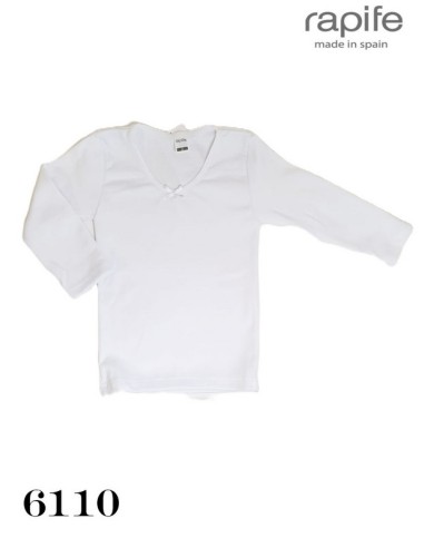 Rapife camiseta de niña algodon peinado manga larga cuello pico 6110