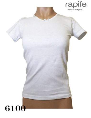 Rapife camiseta niña algodon afelpado manga corta cuello pico 6100