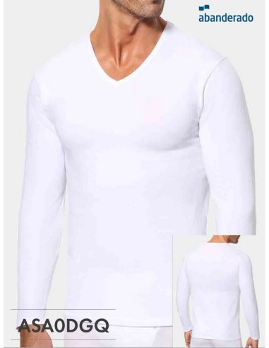 Abanderado camiseta hombre manga larga cuello pico termorregulacion activa algodon licra  ASA0DGQ