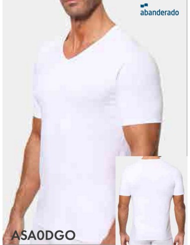Abanderado camiseta hombre manga corta cuello pico termorregulacion activa algodon licra  ASA0DGO